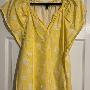 Yellow with white floral v-neck